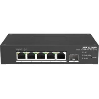 Switch Hikvision 4 Porturi PoE 60W, Gigabit Uplink