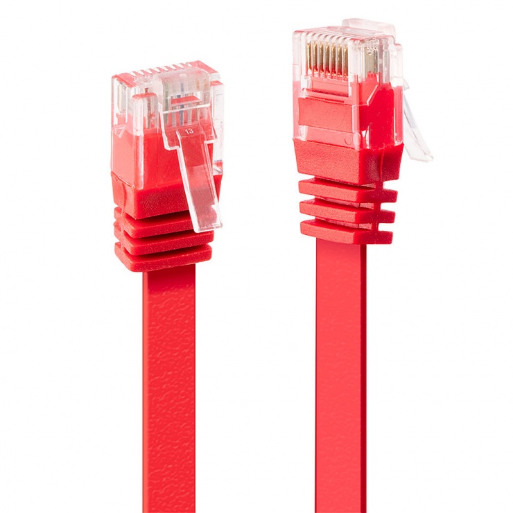 Cablu Lindy CAT 6 Flat Rosu 0.3m, UTP
