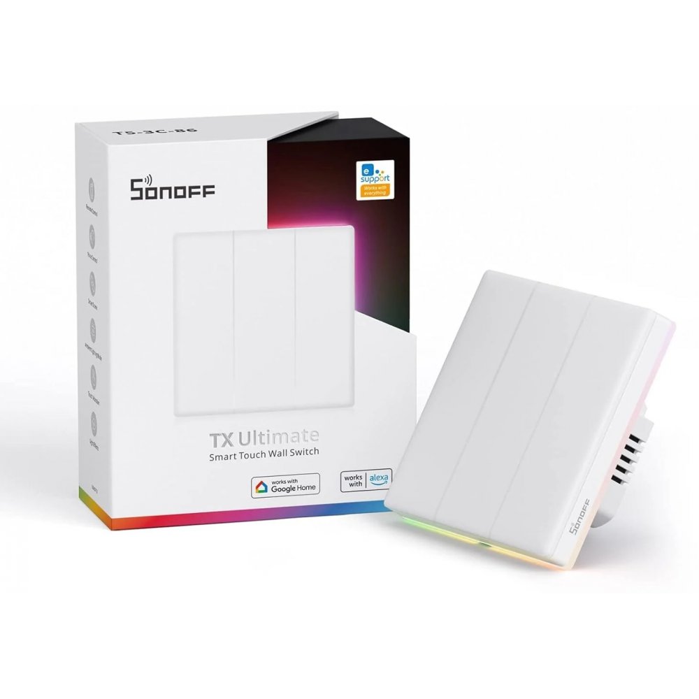 Intrerupator Smart Sonoff T5-3C WiFi Touch 3 Canale
