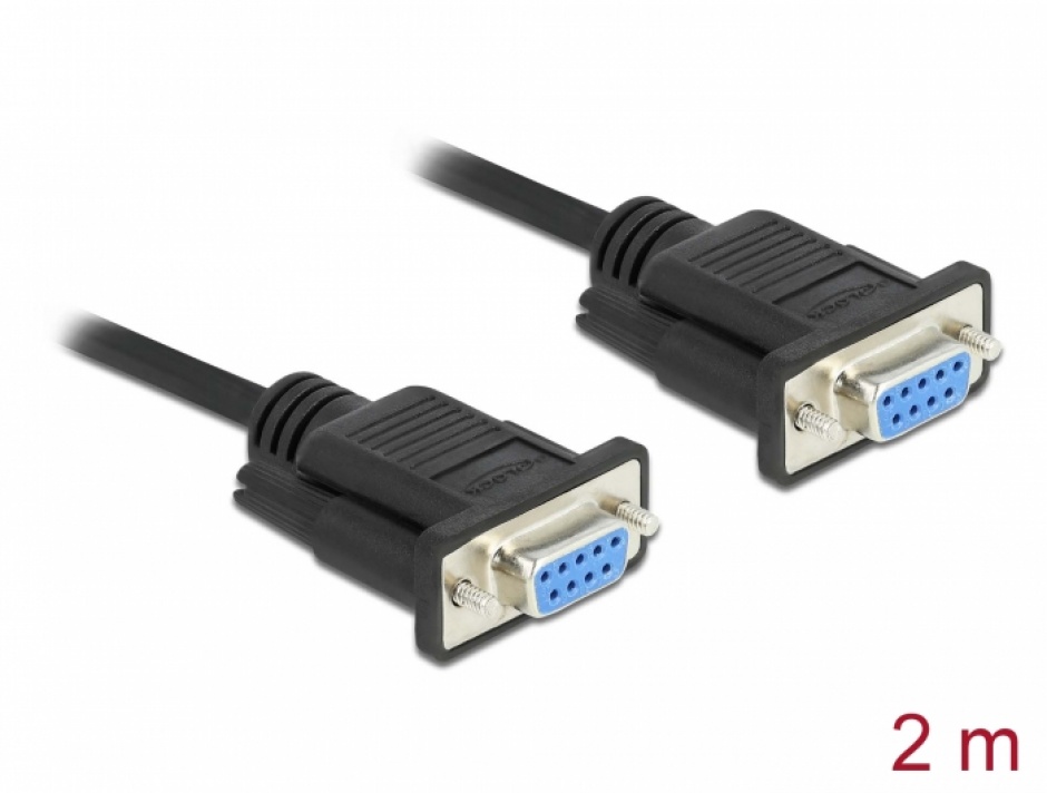 Cablu Serial Delock 87785 2m, Null Modem, Izolat