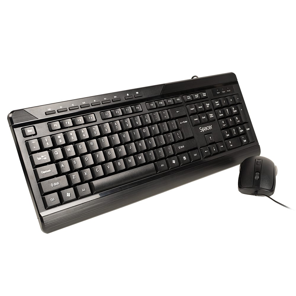 Kit Tastatura si Mouse Spacer Spaceer USB 1600dpi Negru