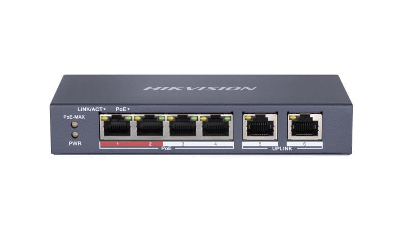 Switch PoE Hikvision DS-3E0106P-E - 4 Porturi PoE, 35W Buget - imagine 2