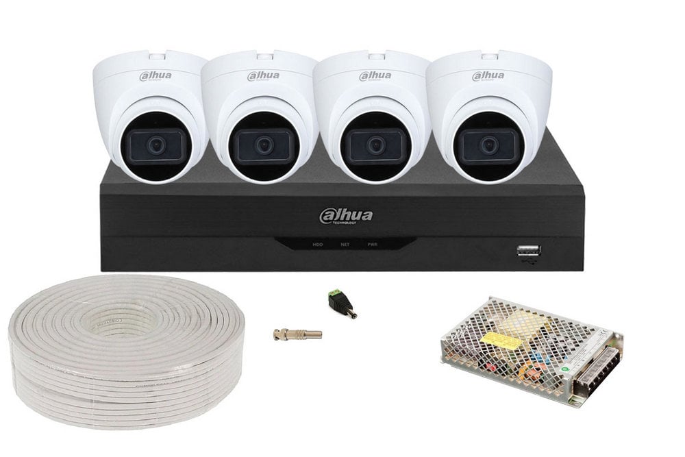 Kit 4 camere Dahua 2MP Full HD cu AI WizSense