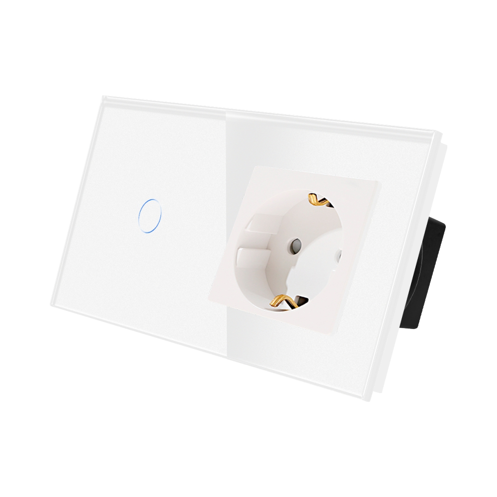 Intrerupator Simplu + Priza Sticla LUXION