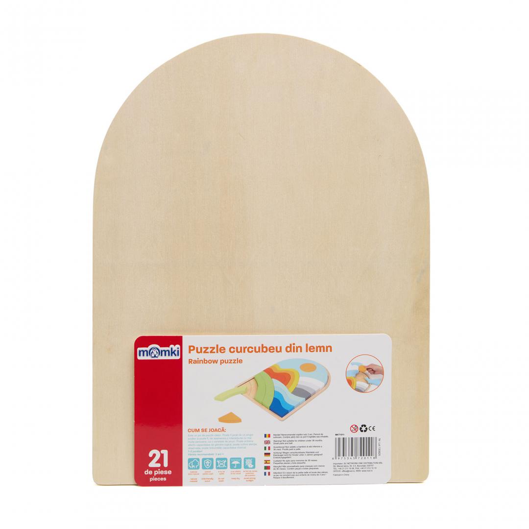 Puzzle Curcubeu Lemn 21 Piese | Joc Educațional Colorat - imagine 3