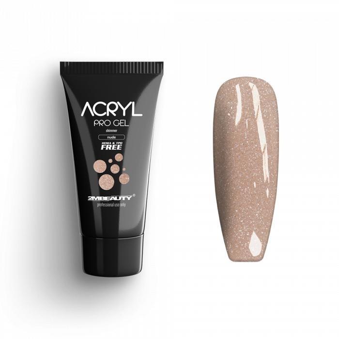 Acryl Pro Gel 2M Nude Shimmer Hema Free - Nailshop - imagine 1