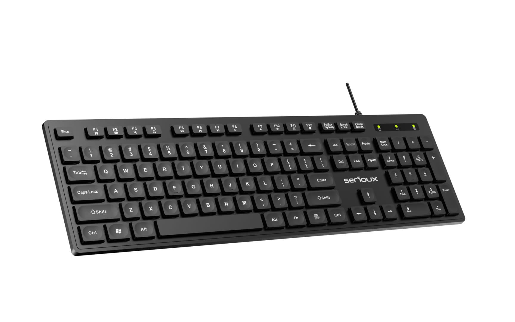 Tastatura Serioux USB cu Fir 104 Taste - Negru, US Layout - imagine 5