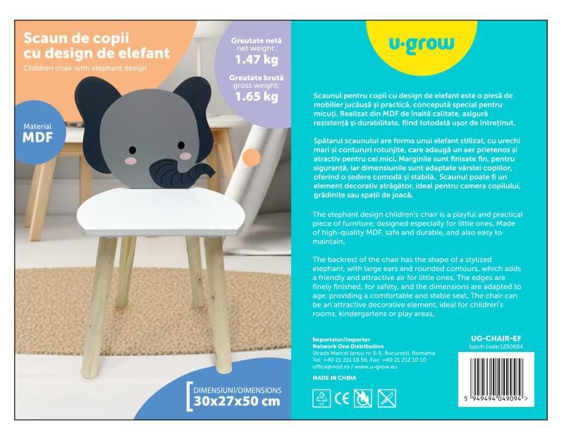 Scaun Copii Design Elefant U-Grow - MDF, Robust și Jucăuș - imagine 5