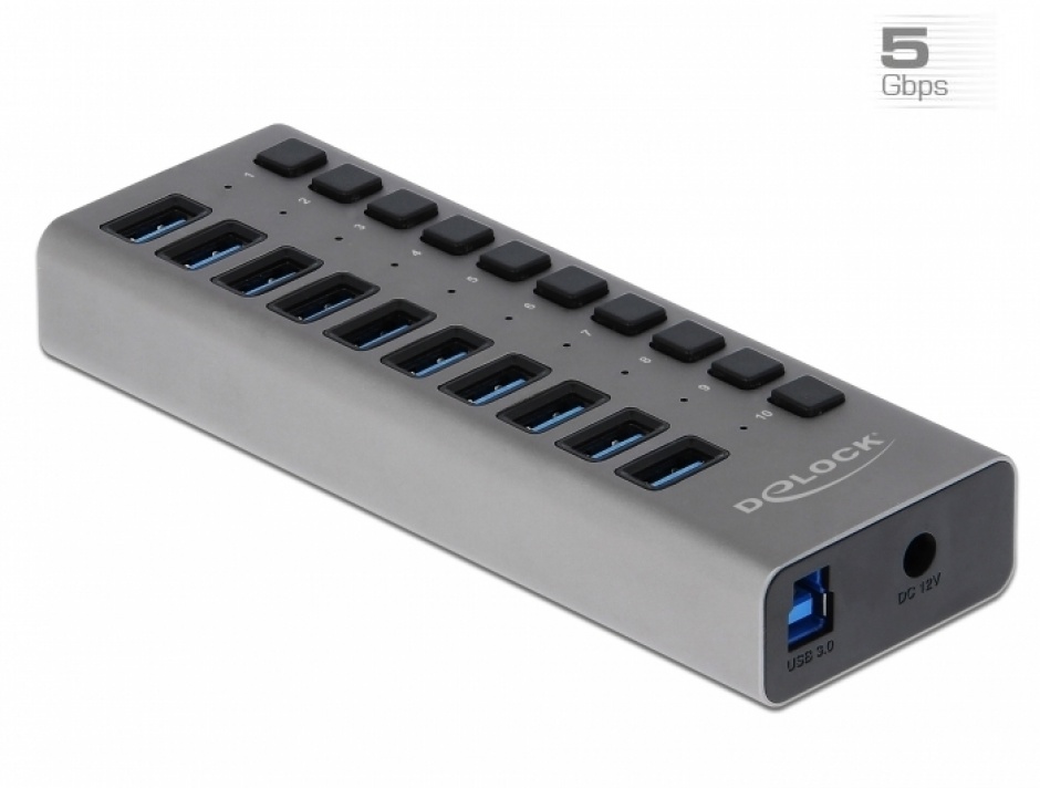 Delock Hub 10 Porturi USB 3.0 + On/Off
