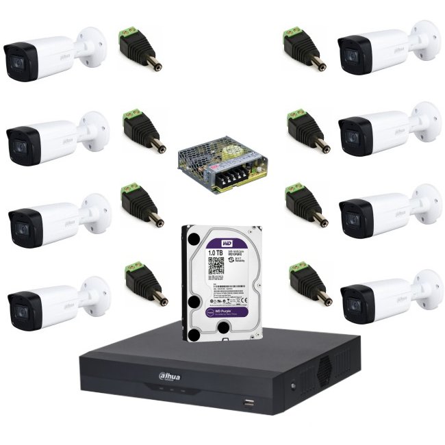 Kit supraveghere Dahua 8 camere exterior 5MP Starlight