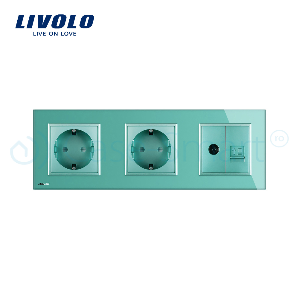 Priza Tripla Livolo Sticla: TV, Internet, 2xSchuko - imagine 11