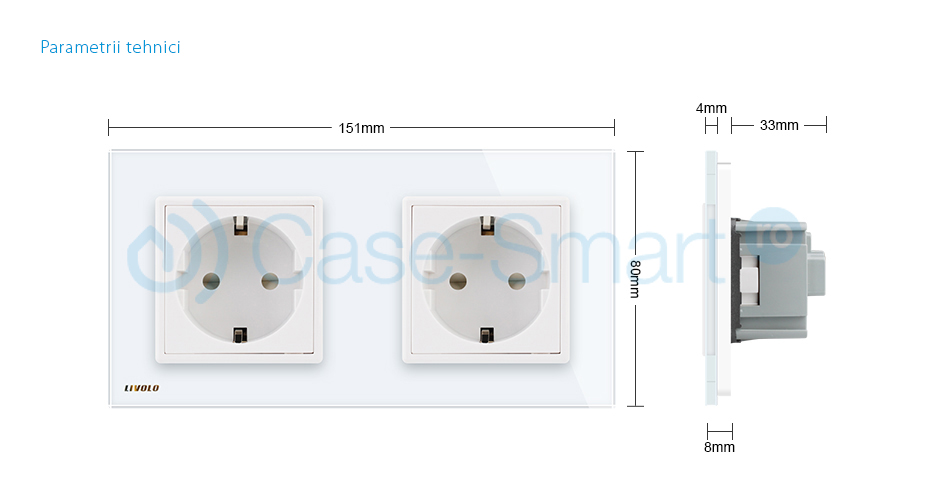 Priză Dublă Livolo cu Ramă Sticlă | Design Premium - imagine 3