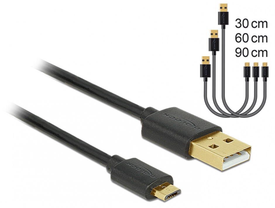 Set 3 Cabluri Delock Micro USB Fast Charging