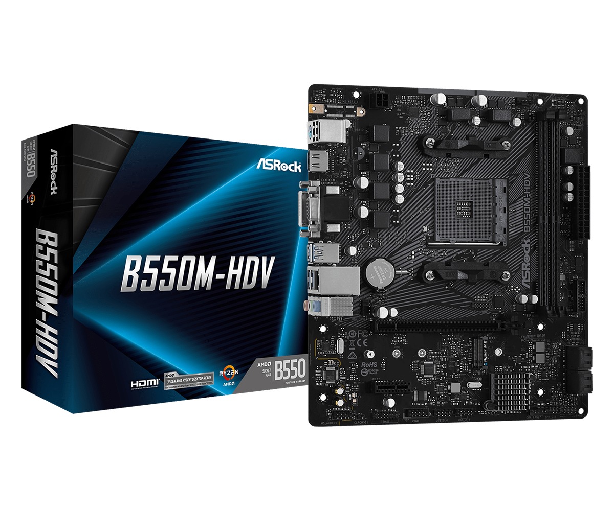 PLACA de BAZA Asrock "B550M-HDV", skt AM4, mATX, AMD B550, 2 x DDR4, max. 64 GB, 4 x SATA, 1 x M.2, 7.1, "B550M-HDV" - imagine 2