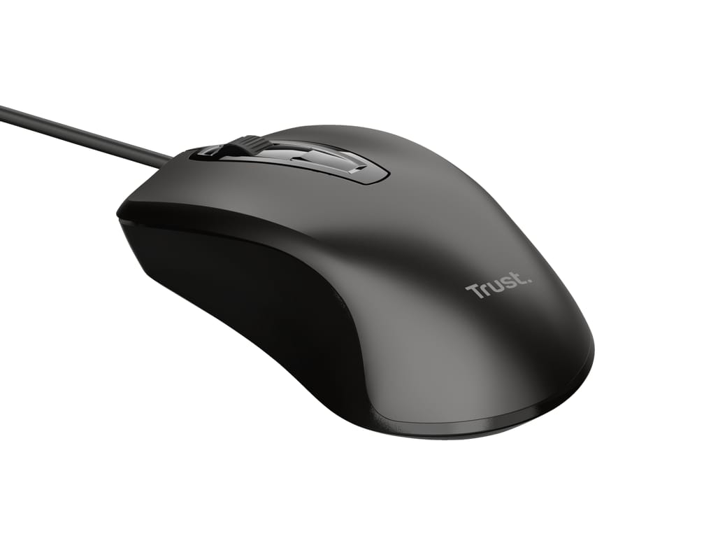 Mouse Optic Trust 1200 DPI cu Fir - Negru, Ergonomic - imagine 4