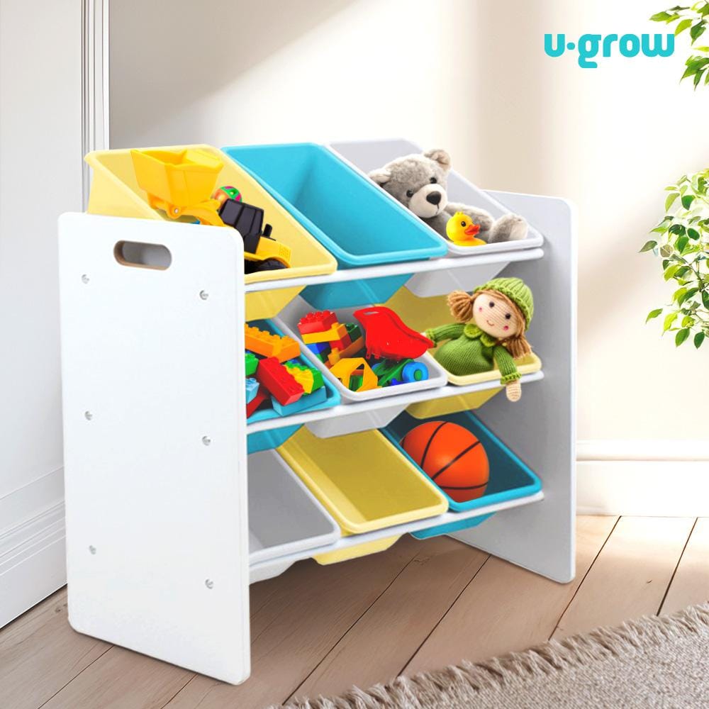 Raft Depozitare Jucarii 9 Cosuri Blue/Galben - U-Grow - imagine 3