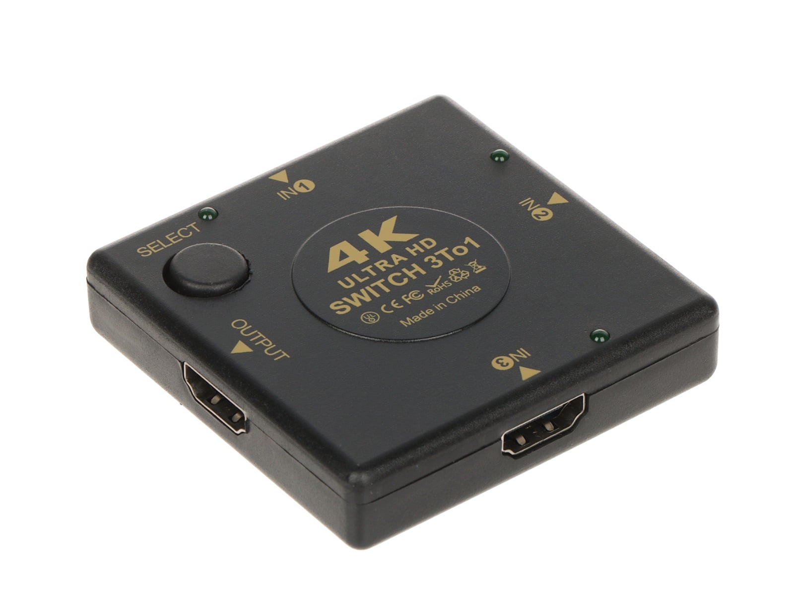 Switch HDMI Pawonik, 3 intrari, 1 iesire, 4K UHD, HDMI 1.4b, mod automat si manual, Plug & Play, HDMI-SW-3/1-V1.4B