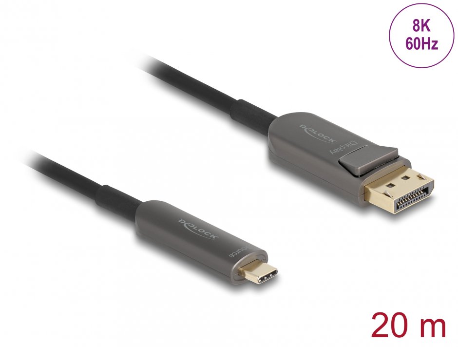 Cablu Optic USB-C la DisplayPort 8K 20m Delock