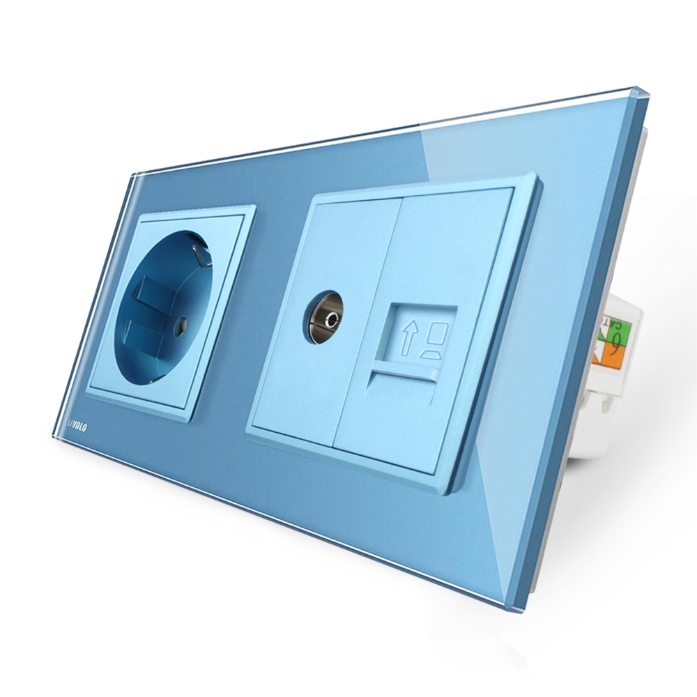 Priza Schuko și TV/Internet Livolo cu Rama Sticlă - imagine 13