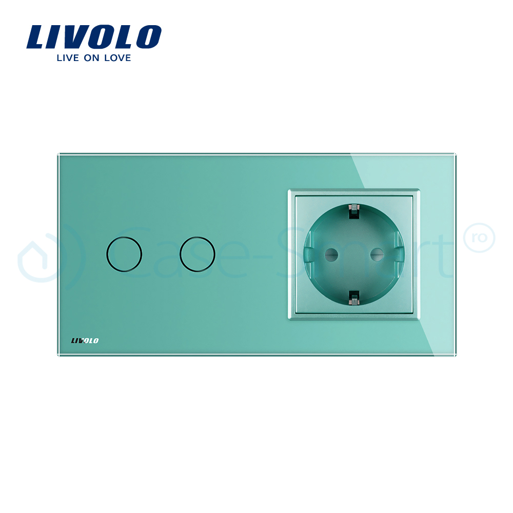 Intrerupator Dublu + Priza Livolo, Sticla Touch - imagine 10