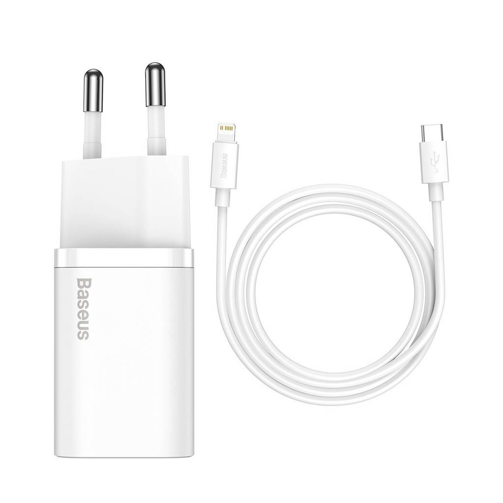 Incarcator Retea Baseus Super Si 20W Quick Charge USB-C Alb