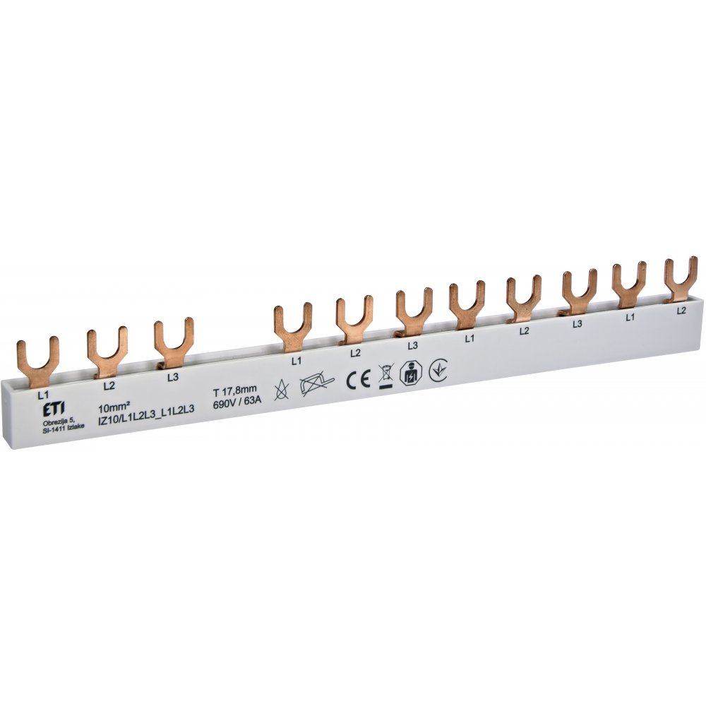 Busbar Tripolar Eti 63A 10mm2 Tip Furcă
