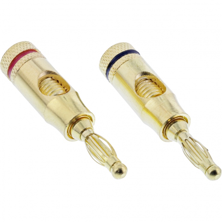 Set 2 Conectori Banana InLine Placati Aur