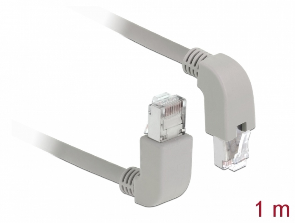 Cablu RJ45 Delock 6A S/FTP 1m Unghi Gri
