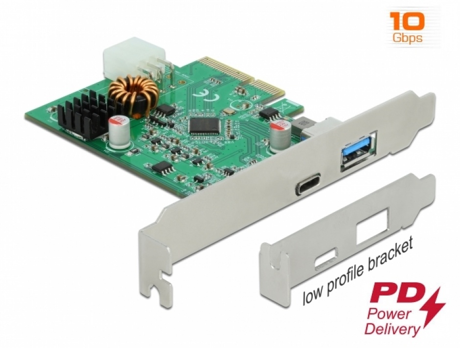 Placa PCI Express Delock USB-C 10Gbps + PD