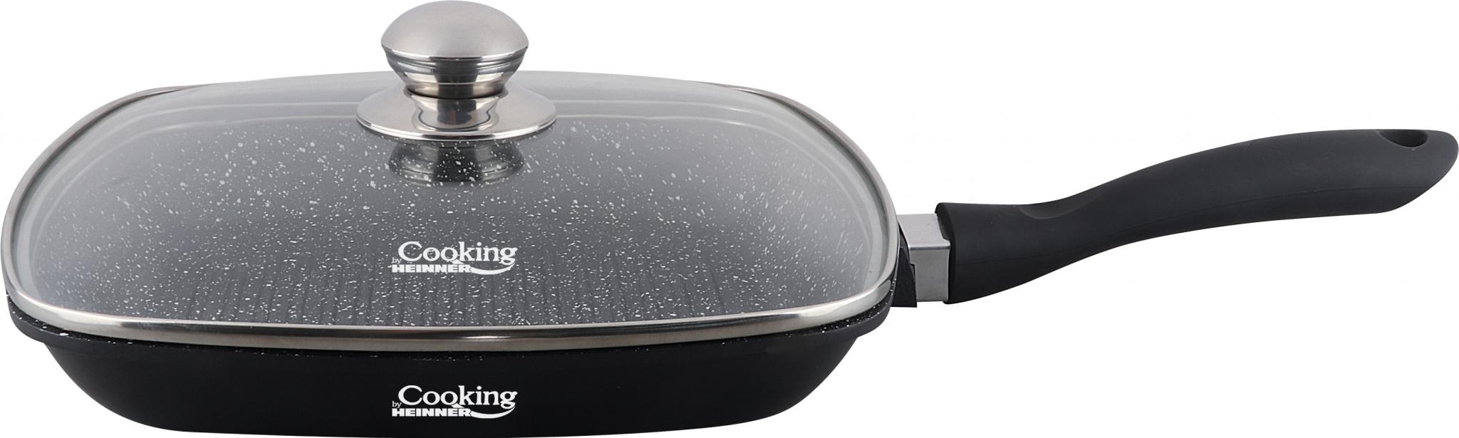 Tigaie Grill Heinner Dark Line 28cm cu Capac - Aluminiu - imagine 2