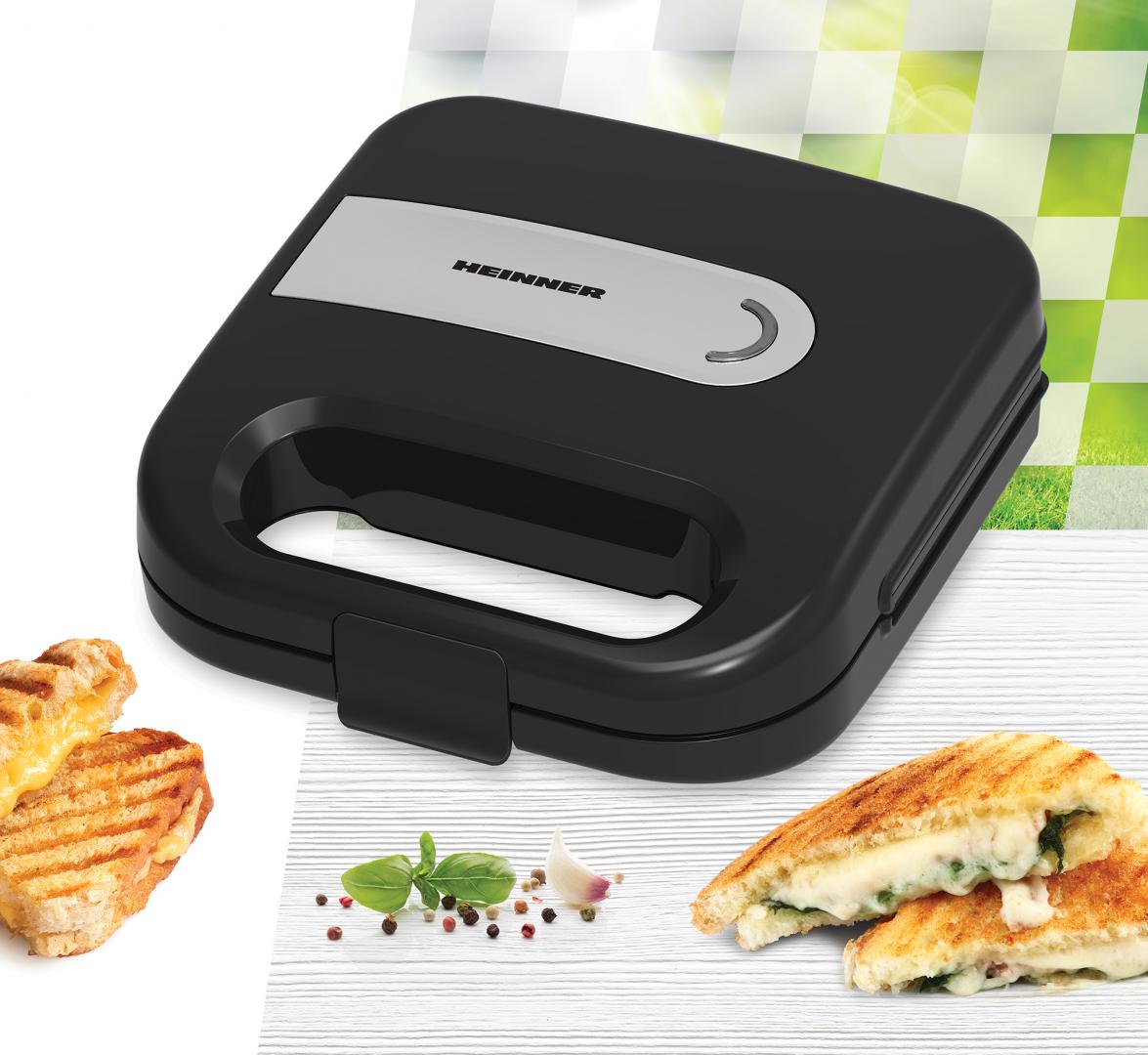 Sandwich Maker Heinner 750W - Placi Antiaderente, 2 Sandvisuri - imagine 2