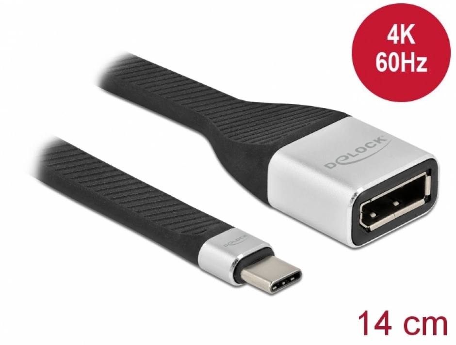 Adaptor USB-C la DisplayPort Delock 4K, 14cm