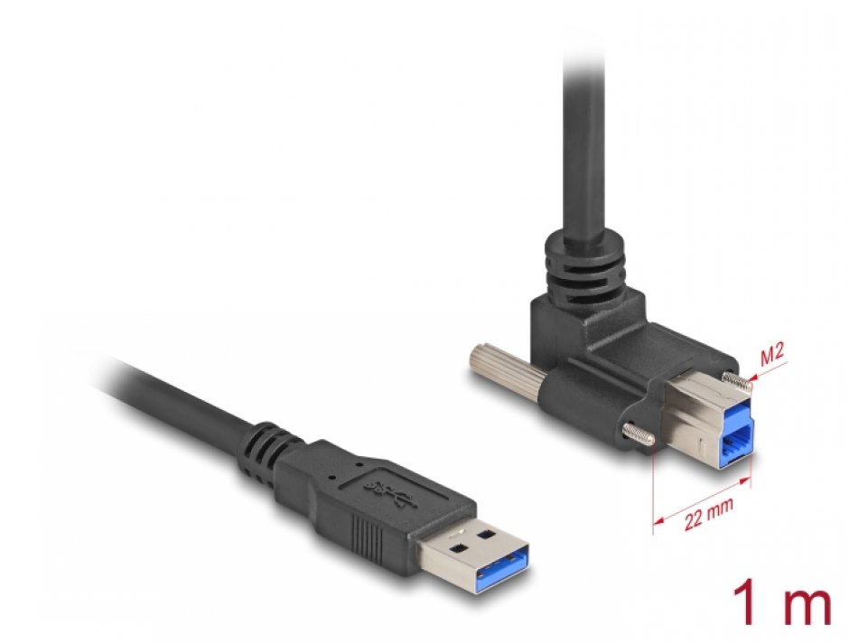 Cablu USB 3.2 Delock 1m cu conector unghi