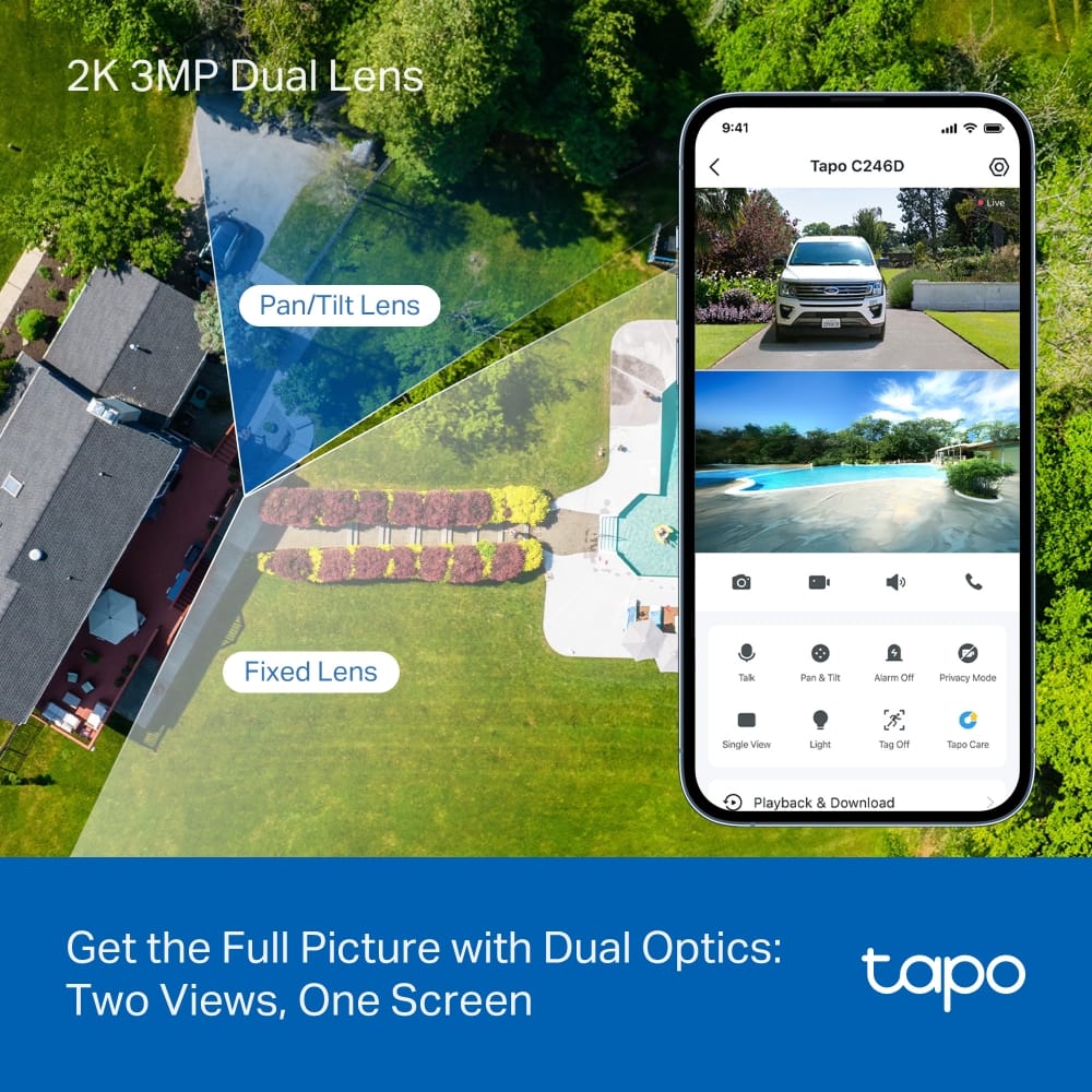 Cameră TP-Link Tapo C246D Dual Lens 2K Interior/Exterior - imagine 14