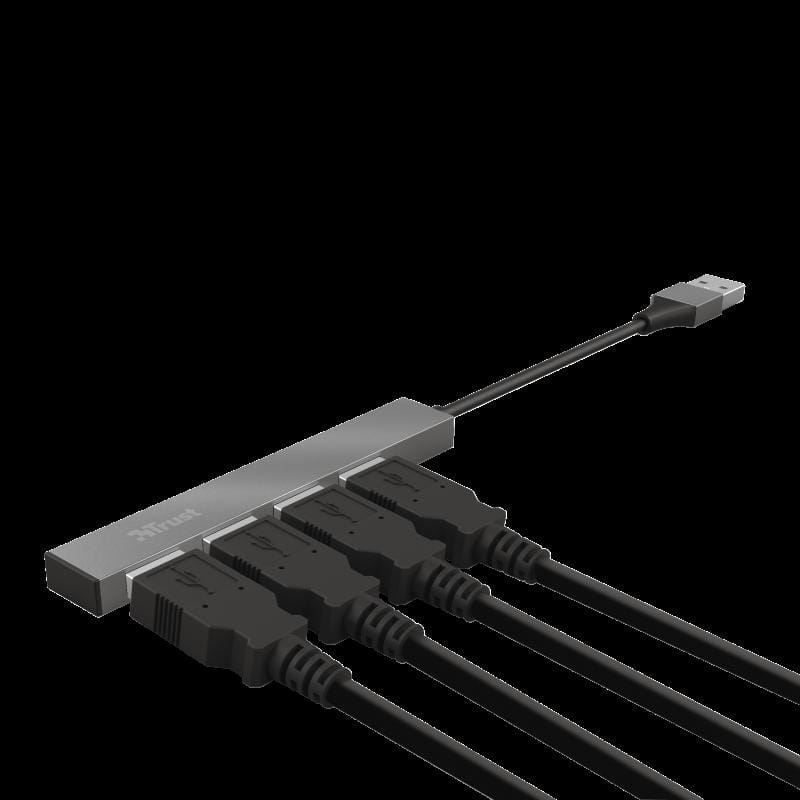 Hub USB Trust Halyx 4 Porturi Argintiu - Aluminiu Compact - imagine 8