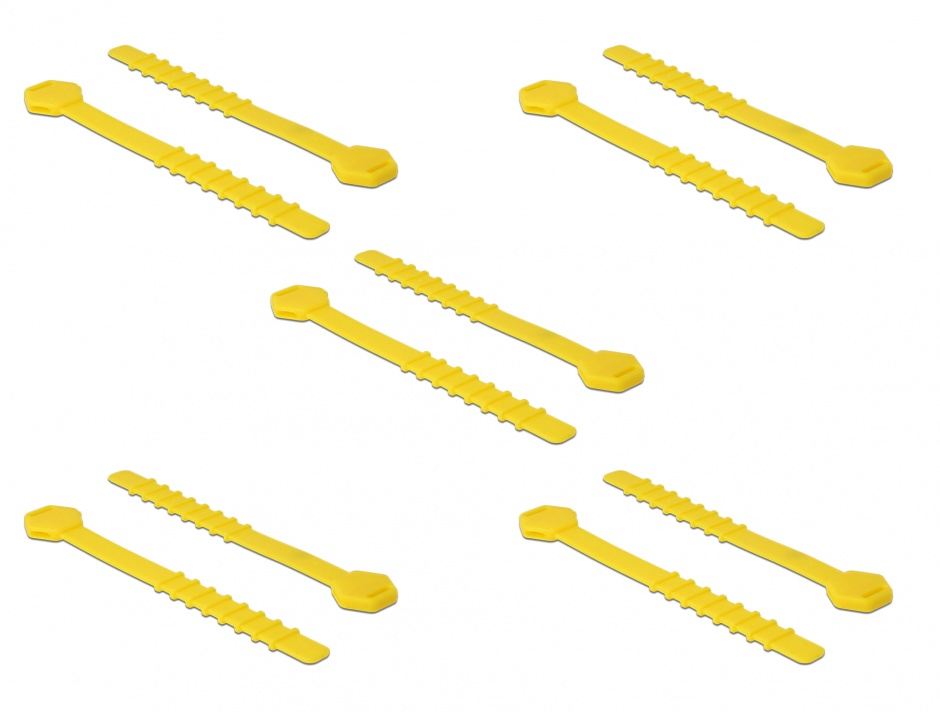 Set 10 Bride Silicon Galbene Reutilizabile 120mm Delock