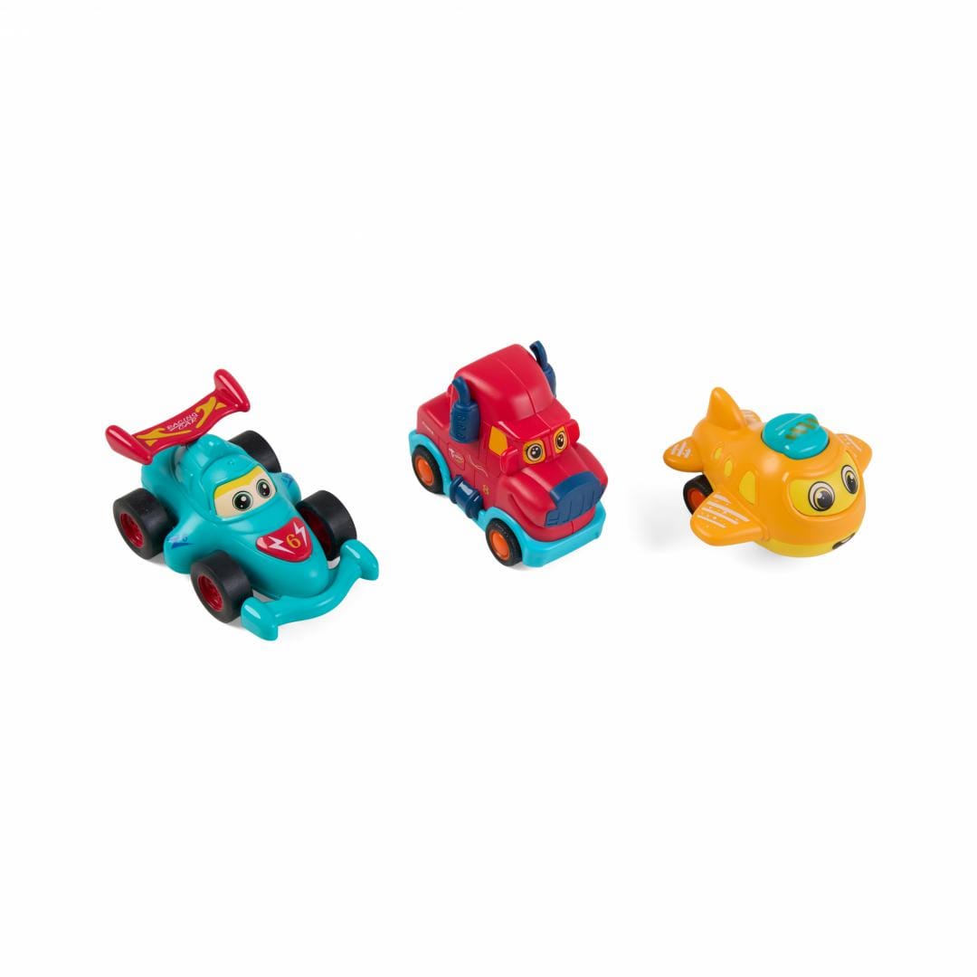 Set 3 Vehicule Inertie Momki - Camion, Masina Curse, Avion - imagine 2