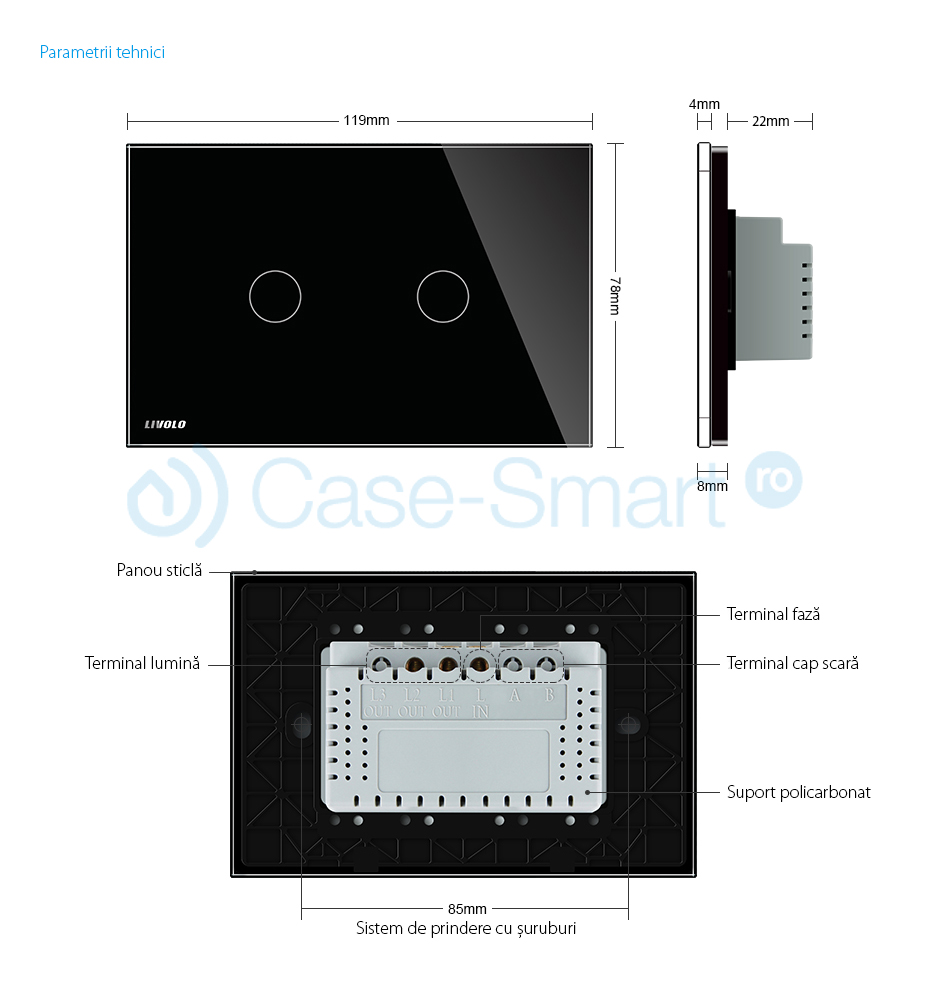 Intrerupator Dublu cu Variator Touch Livolo - imagine 8