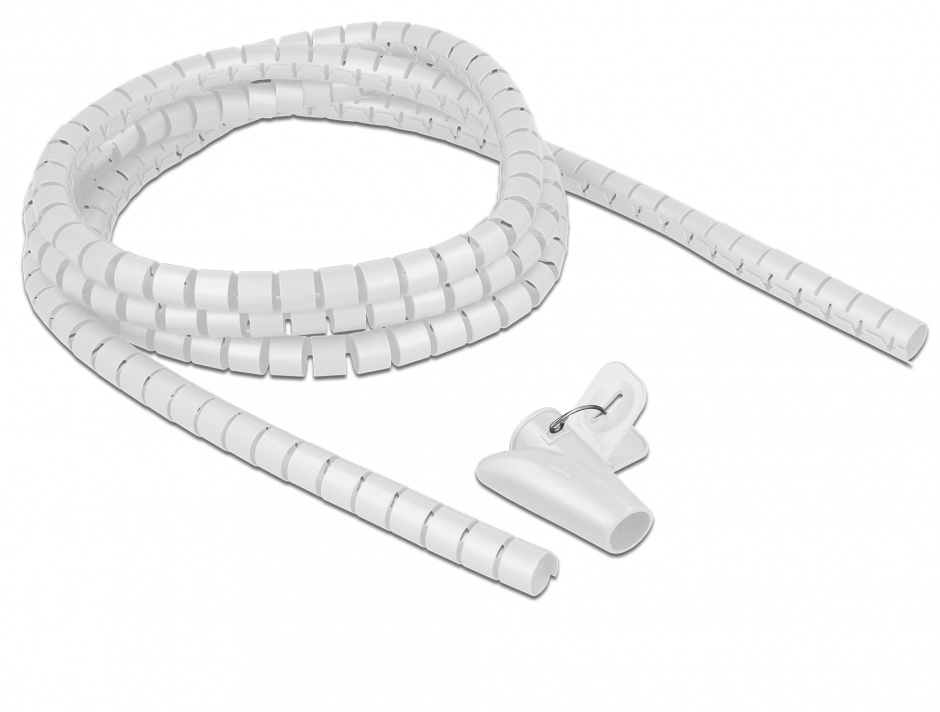 Organizator Cabluri Spiralat Delock 2.5m Alb