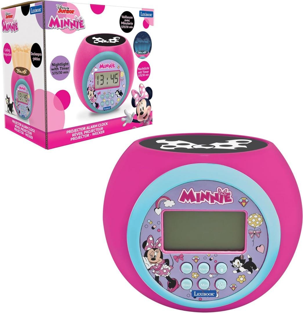 Ceas Deșteptător Proiector Minnie Mouse Lexibook - Lumină Noapte - imagine 2
