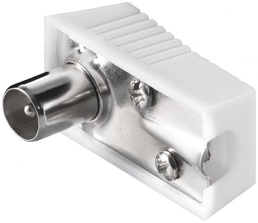 Conector TV 90° Alb, KTKONPM, 75 Ohm