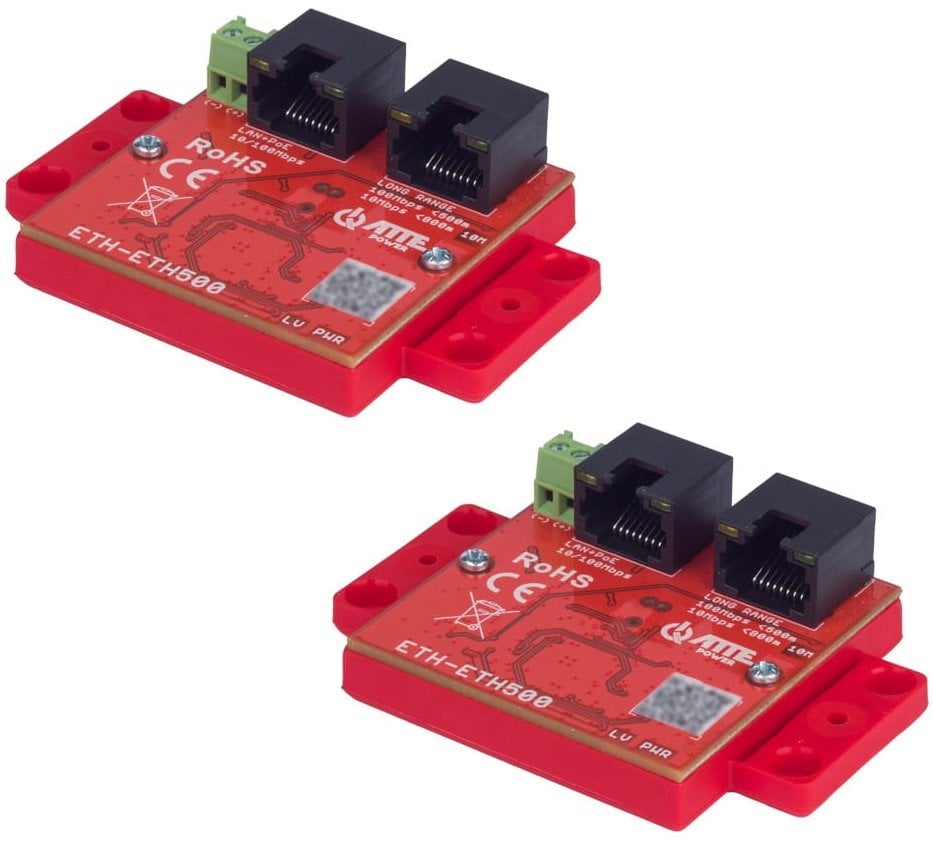 Extender LAN+PoE ATTE ETH-ETH500-SET, Extender PoE si LAN echipamente IP pana la 800m, 100Mbps/500m, fara configurare