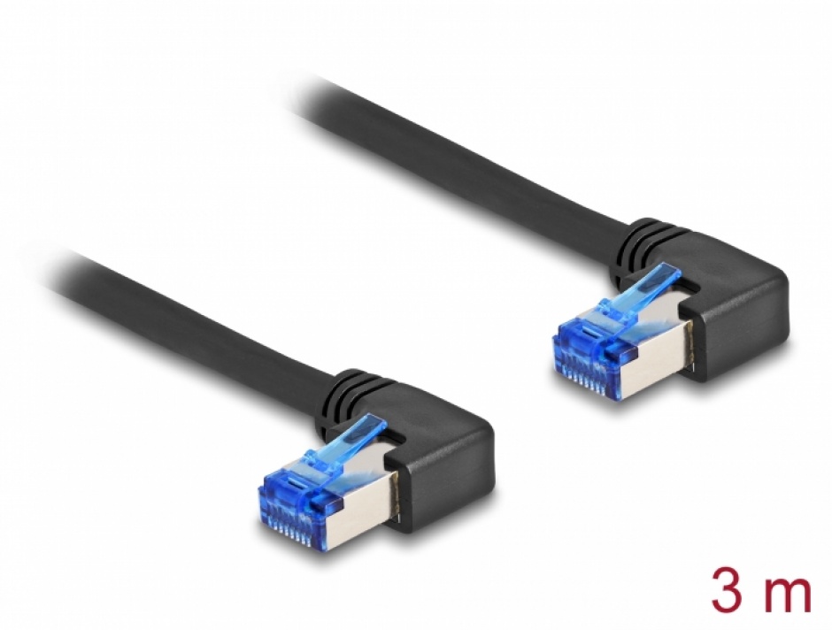 Cablu RJ45 Cat.6A SFTP 3m Unghi 90° Delock