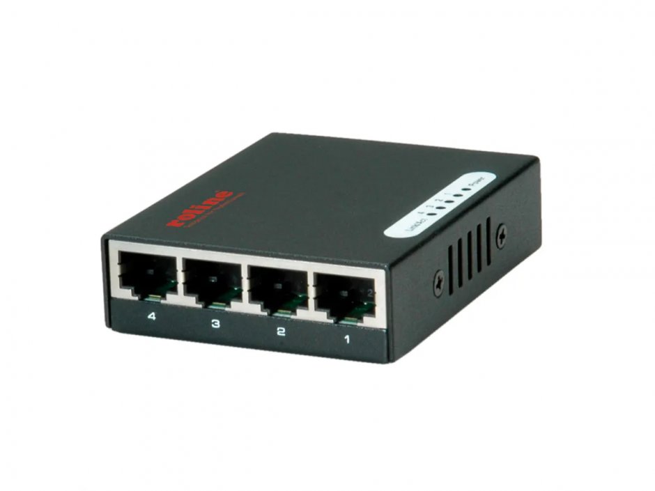 Switch Ethernet 4 Porturi Gigabit Roline, Compact Metalic