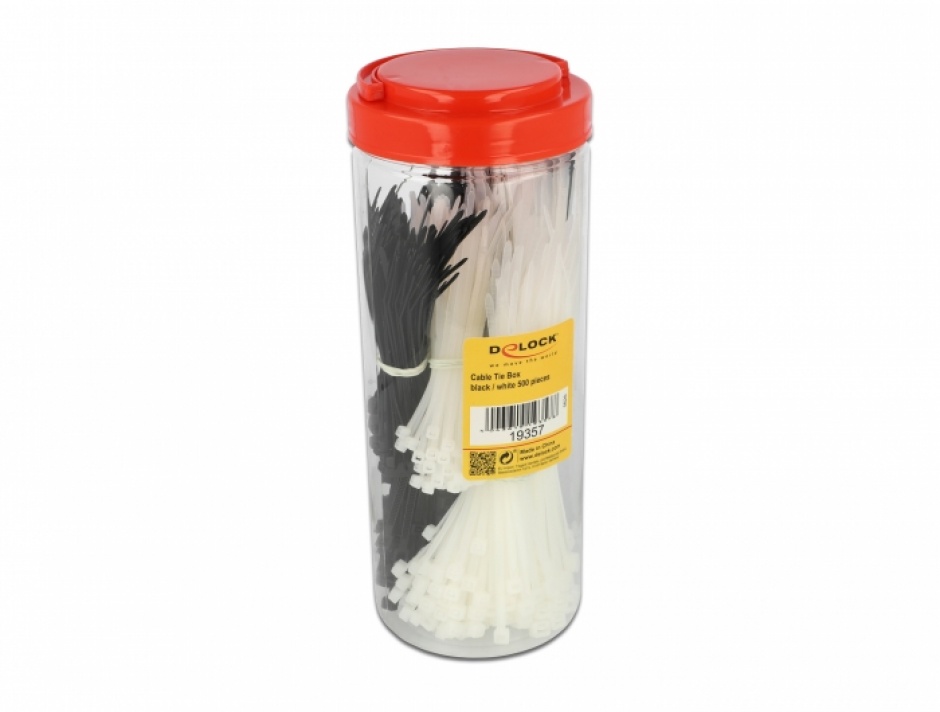 Set 500 Bride Delock Albe/Negre, Organizare Cabluri