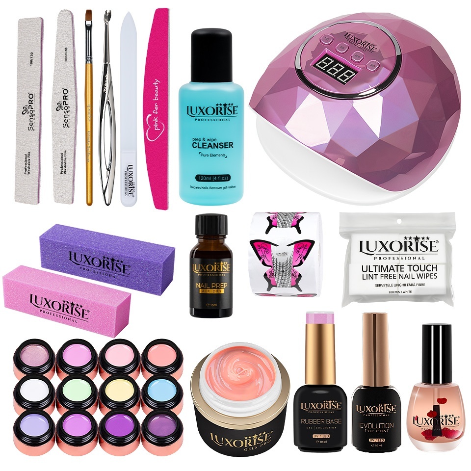 Kit Unghii Gel LUXORISE Timeless + Lampa UV/LED 86W - imagine 2