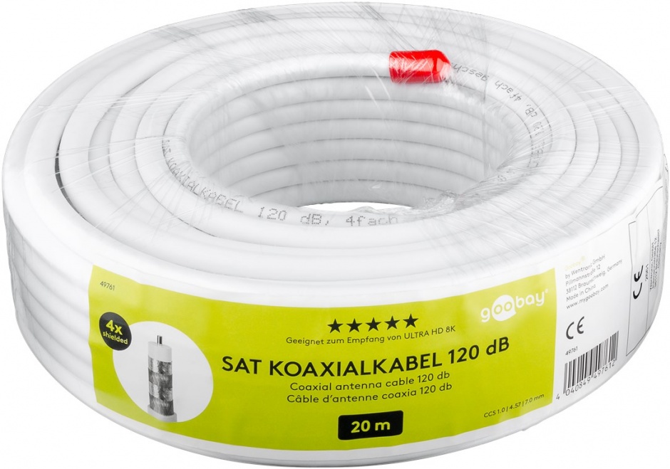 Rola Cablu Coaxial 20m, Goobay 120dB