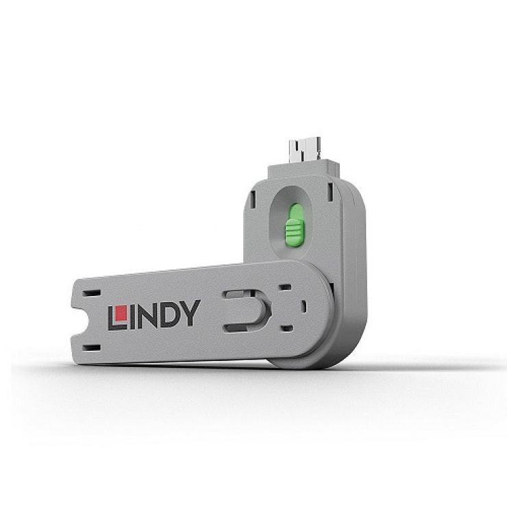 Cheie Blocare Port USB-A Lindy Verde