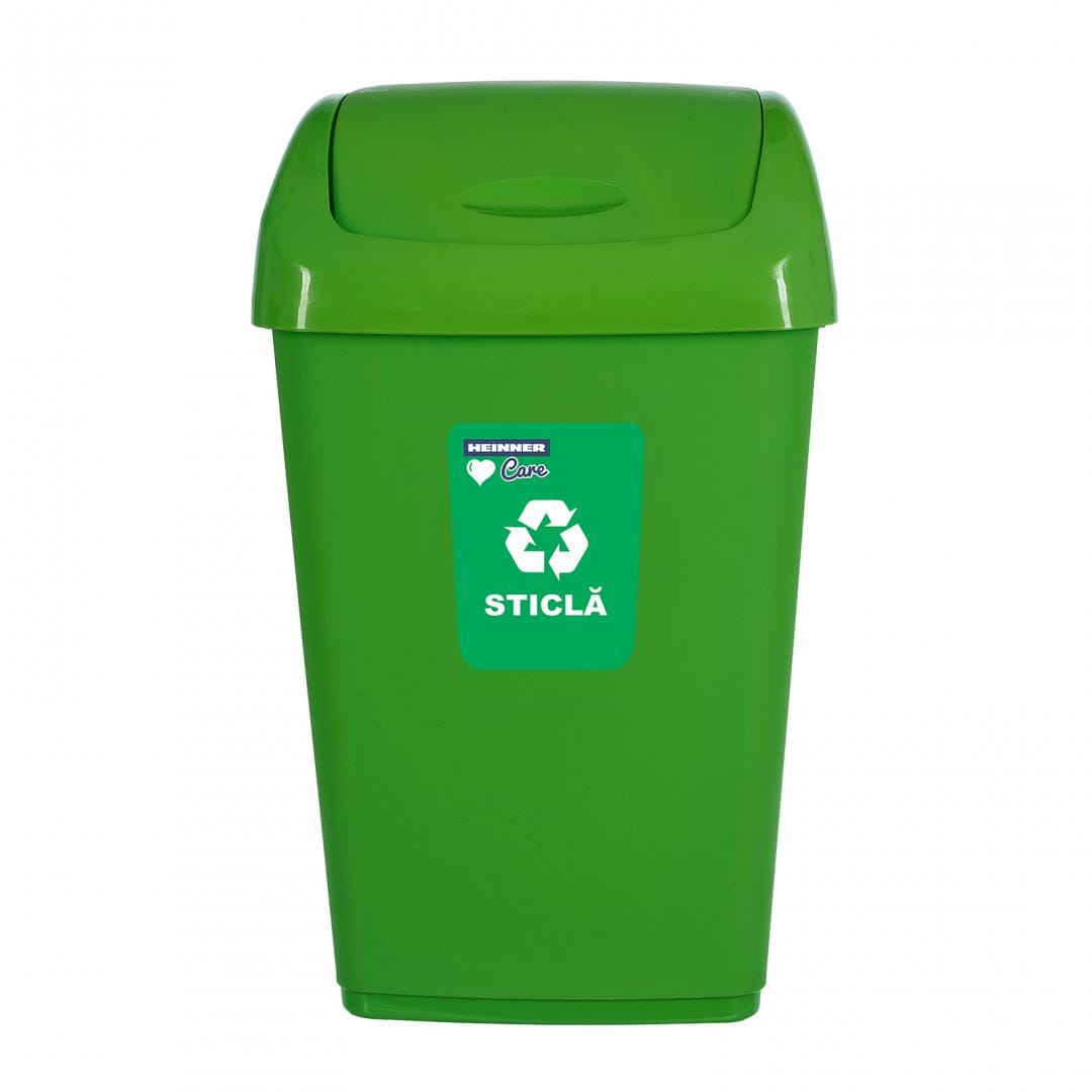 Cos Gunoi Reciclare Heinner 35L Verde - Capac Batant - imagine 5