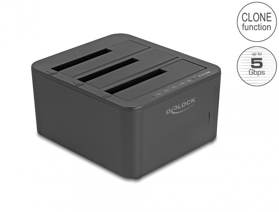 Docking Station Delock 3x SATA cu Funcție Clonare